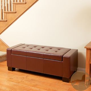 Christopher Knight Home Guernsey Henna Brown Bonded Leather Storage Ottoman Bench Christopher Knight Home Ottomans