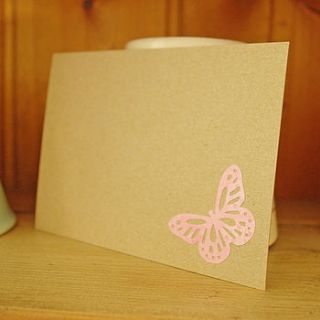 set of six pink butterfly manilla postcards by lolly & boo lampshades