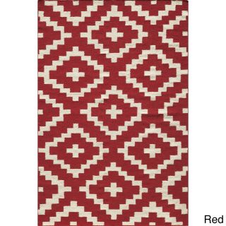 Momeni Mersa Diamonds Flat Weave Wool Dhurry Rug (8 X 10) Red Size 8 x 10