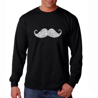 Los Angeles Pop Art Mens Moustache Black Long Sleeve T shirt