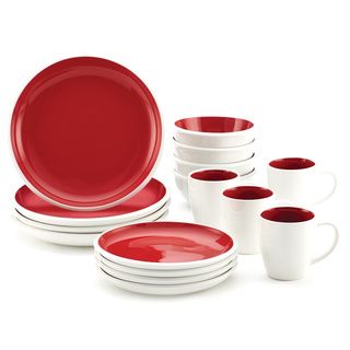 Rachael Ray Red Rise Stoneware 16 piece Dinnerware Set