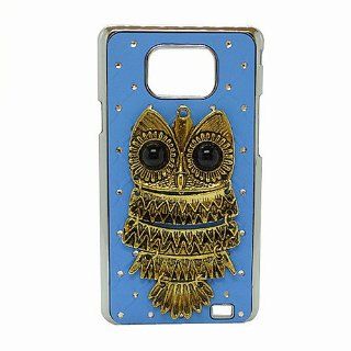 United Electek Bling Rhinestone Retro Owl Design Case Cover with Silver Bumper Frame for Samsung Galaxy S2 i9100 / i777 / i9108, Not Fit S2 T989/ i727/ R760/ Epic 4G Touch SPH D710   Blue (Comes with Gift Box Package and Velvet Pouch) Cell Phones & Ac
