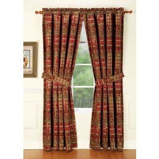 Home Fashions International Olivia Red Curtain Panel Pair Multi Size 50 x 95