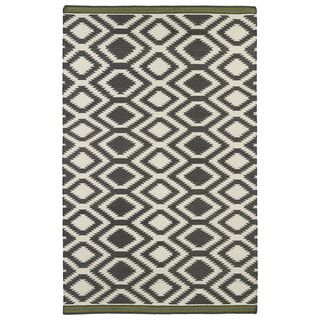 Flatweave Tribeca Grey Geo Wool Rug (36 X 56)