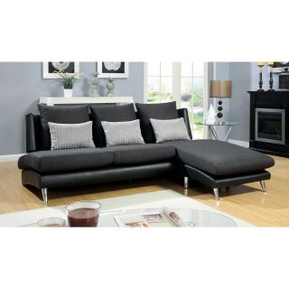 Furniture Of America Sailey Contemporary Fabric/ Leatherette Chaise Sectional