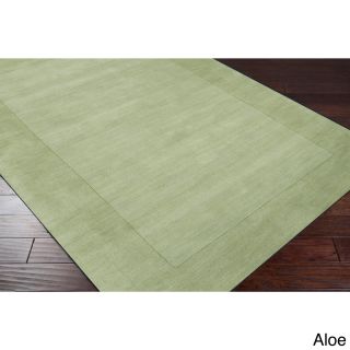 Surya Carpet, Inc Hand Loomed Obert Solid Bordered Tone on tone Wool Area Rug (9 X 13) Green Size 9 x 13
