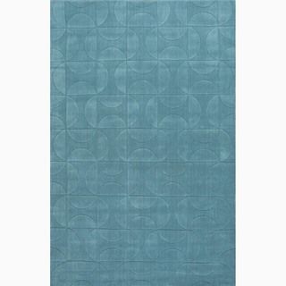 Hand made Blue Wool Textured Rug (5x8)