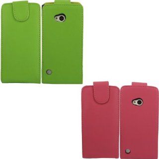 2 Pack Flip Case Cover Skin For Nokia Lumia 720 / Green And Pink Cell Phones & Accessories