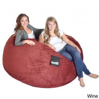 Slacker Sack 6 foot Round Corduroy Microfiber Suede And Foam Giant Bean Bag Chair Red Size Large