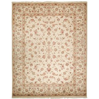 Safavieh Hand knotted Tabriz Floral Ivory/ Ivory Wool/ Silk Rug (8 X 10)