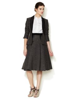 Tweed Sequin Double Pleat Flared Skirt by Carolina Herrera