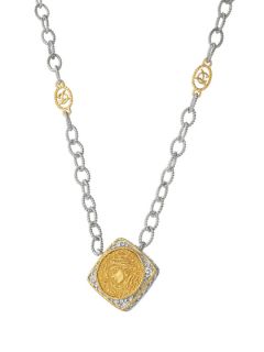 Pompeii Gold Coin Tilted Square Pendant Necklace by DeLatori
