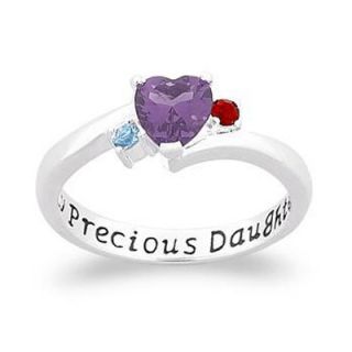 Sterling Silver My Precious Daughter Simulated Birthstone Ring (3