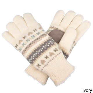 Isotoner Womens Fair Isle Knit Heart Pattern Gloves