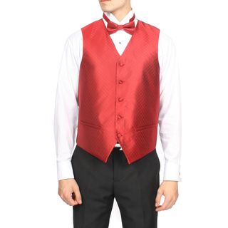 Ferrecci Ferrecci Mens Wine Royal Red 4 piece Vest Set Red Size XS