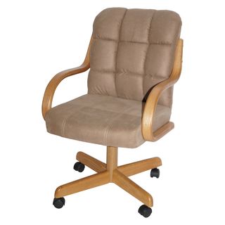 Brown upholstered Casual Rolling Dining Chair