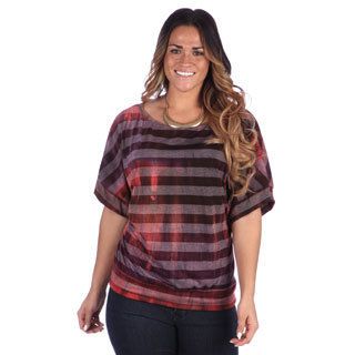 24/7 Comfort Apparel Plus Size Womens Printed Short Sleeve Banded Dolman Top