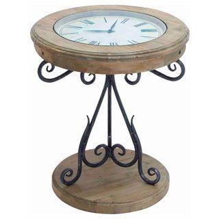 Natural Wood Inset Clock Table