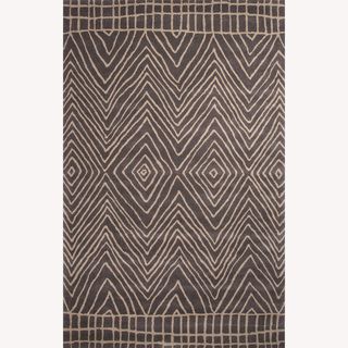 Hand tufted Abstract Pattern Gray/black Wool Rug (8x10)
