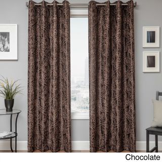 Sari Chenille Embroidered Floral Grommet Top Curtain Panel