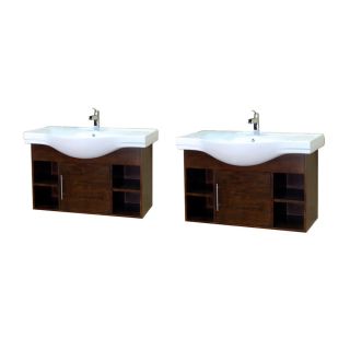 Bellaterra Home 81 in x 20.1 in Medium Walnut Integral Double Sink Bathroom Vanity with Vitreous China Top