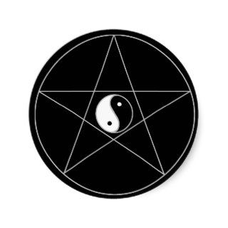 Pentagram Yin Yang white Sticker