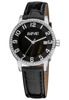 August Steiner AS8056BK  Watches,Womens MOP Dial Black Leather, Casual August Steiner Quartz Watches