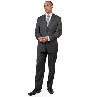 Mens Grey Modern Fit Two button Suit With Two Side Pockets