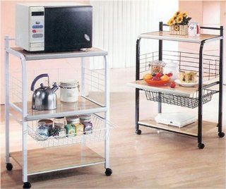 Black 3 Shelf Mobile Kitchen Microwave Cart with Basket Home & Kitchen