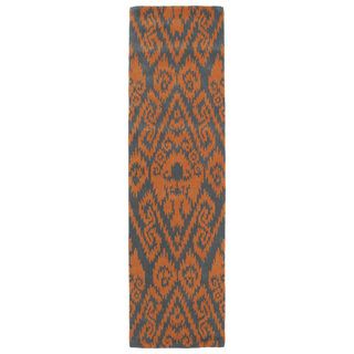 Runway Orange/charcoa Ikat Hand tufted Wool Rug (23 X 8)