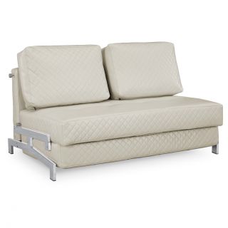 Serta St. Martin Ivory Bonded Leather Convertible Sleeper Sofa