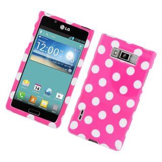 LG Splendor US730 White Hot Pink Polka Dots Glossy Cover Case Cell Phones & Accessories