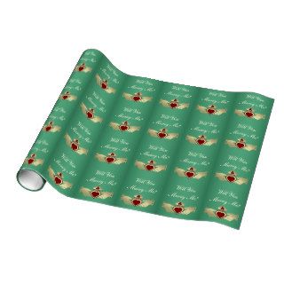 Gold Maroon Red Claddagh Will You Marry Me Gift Wrap