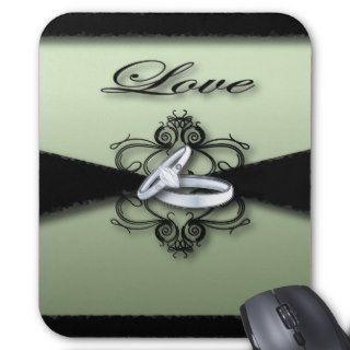 Chic Mint Green and Black Wedding Favor Mousepads