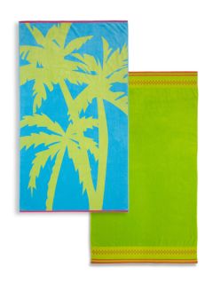 Palms and Solid Beach Towels (2 PC) by Chortex of England