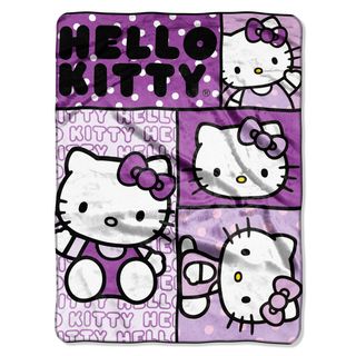 Northwest Company Hello Kitty Faces Royal Plush Raschel Throw Blanket Purple Size Twin