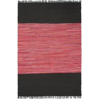 Braided Sienna Black/pink Cotton Rug (53 X 80)
