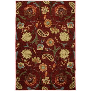 Rubber Back Burgundy Red Multicolor Floral Non skid Area Rug (33 X 5)