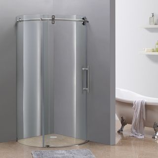 Aston 40 X 40 Frameless Stainless Steel Round Shower Enclosure (right Opening)