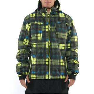 Pulse Pulse Mens Density Neon Green/ Blue Plaid Snowboard Jacket Green Size XL