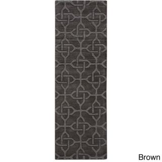 Hand loomed Bangor Casual Solid Geometric Wool Area Rug (26 X 8)