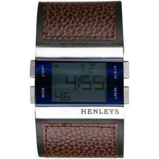 Henleys Mens Chunky Brown Strap Watch      Clothing