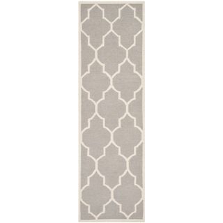 Safavieh Hand woven Moroccan Dhurries Dark Grey/ Ivory Wool Rug (26 X 10)