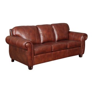 At Home Designs Mendocino Burnt Sienna Leather Sofa