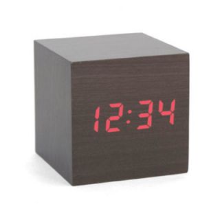Kikkerland Clap On Cube Alarm Clock AC22 / AC22 DK Color Dark Wood