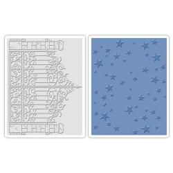 Sizzix Texture Fades A2 Embossing Folders 2/pkg   Iron Gate   Starry Night By Tim Holtz
