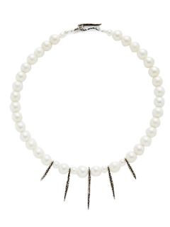 Pearl Spike Bib Necklace by Lauren Wolf Jewelry