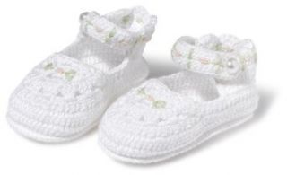 Country Kids Mary Jane Shoe With Embroidery White, 0 6 Months Clothing