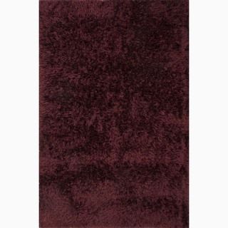 Hand made Solid Pattern Red Polyester Rug (9x12)
