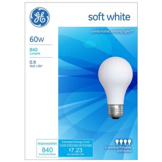 Ge 4 piece 60 watts Soft White Light Bulbs Set (pack Of 12)